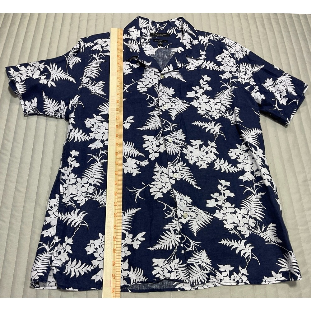 Banana Republic 100% Linen Tropical Floral Button Down Shirt Standard Fit Mens M - Picture 8 of 8